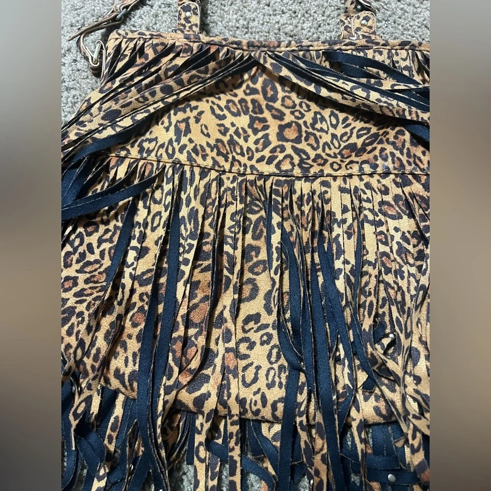 Steve Madden Leopard Print Fringe Shoulder Bag - Picture 8 of 14